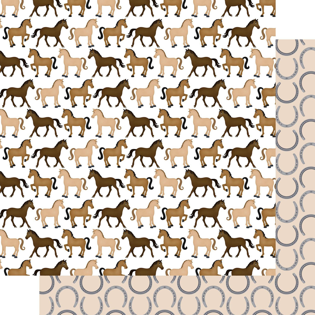 SSC Designs, Equestrian Collection, Horses & Horseshoes 12 x 12 Double-Sided Scrapbook Paper
