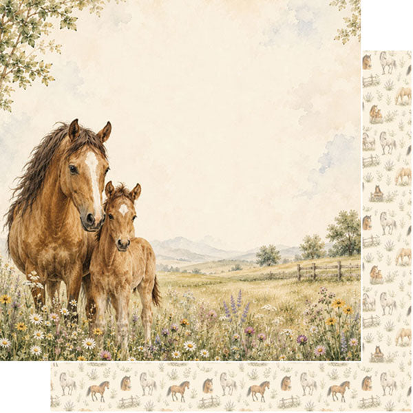 Scrapbook Customs, Horse Farmhouse Paper