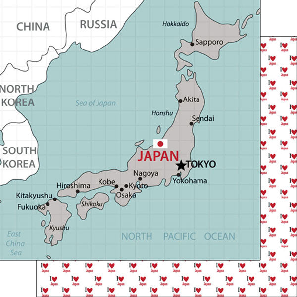 Scrapbook Customs, Japan Adventure Map Paper