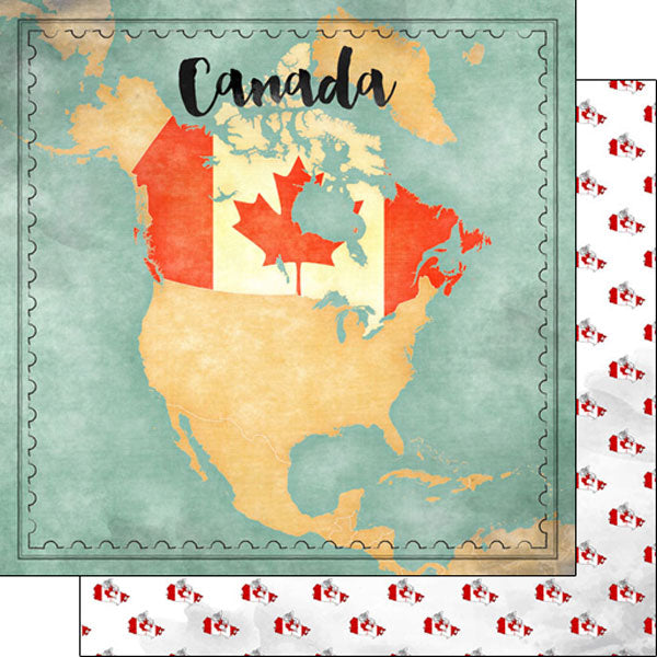 Scrapbook Customs, Canada Map Sights Paper
