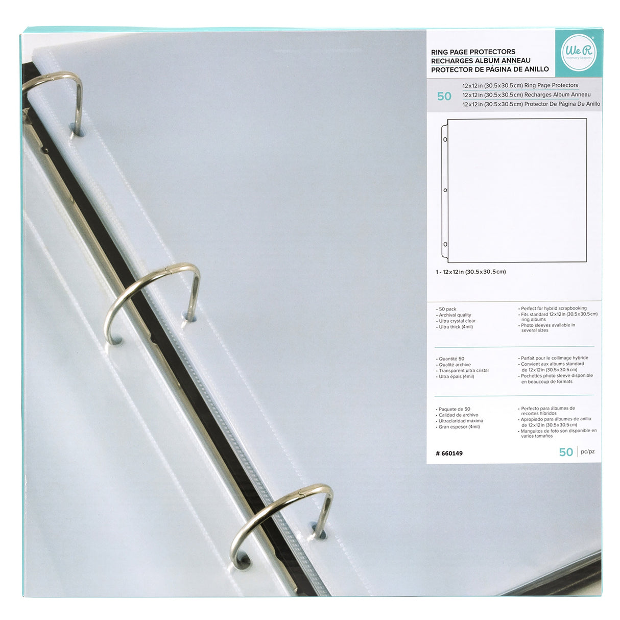 American Crafts, WE R Makers, Ring Page Protectors, 12x12, 50pages