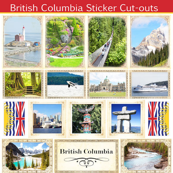Scrapbook Customs, Canada British Columbia Sightseeing Sticker Cut Outs