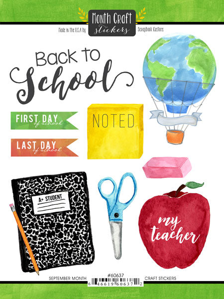 Scrapbook Customs, Back to School September Month Sticker