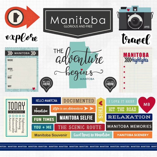 Scrapbook Customs, Canada, Manitoba Adventure Sticker