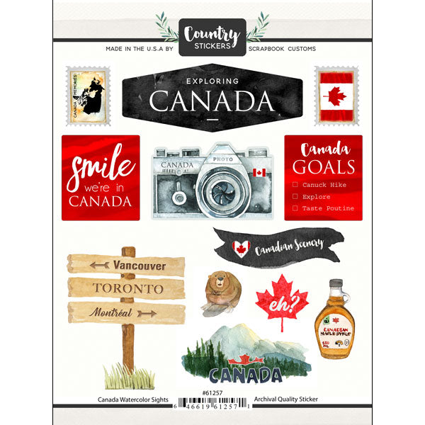 Scrapbook Customs, Canada Watercolour Sights Sticker