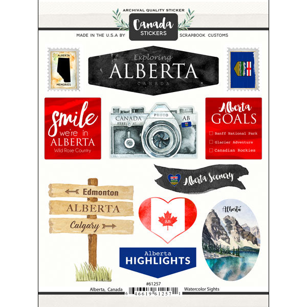 Scrapbook Customs, Alberta Canada Sights Sticker