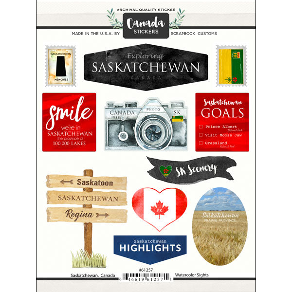 Scrapbook Customs, Canada, Saskatchewan Canada Sights Sticker
