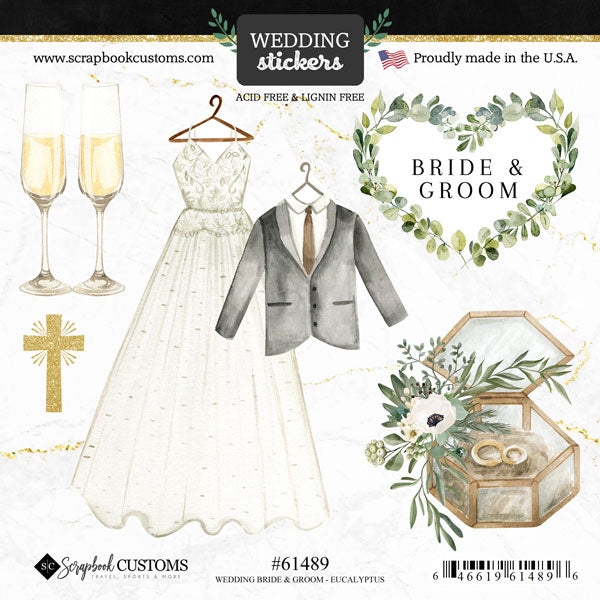 Scrapbook Customs, Wedding Bride & Groom Sticker