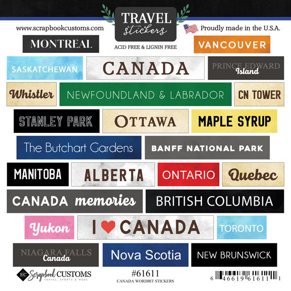 Scrapbook Customs, Canada Wordbits Stickers