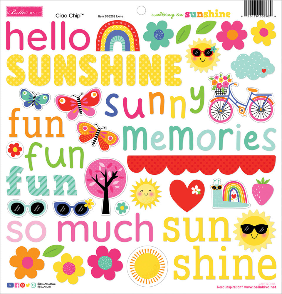 Bella Blvd, Ciao Chipboard Icons, Walking on Sunshine