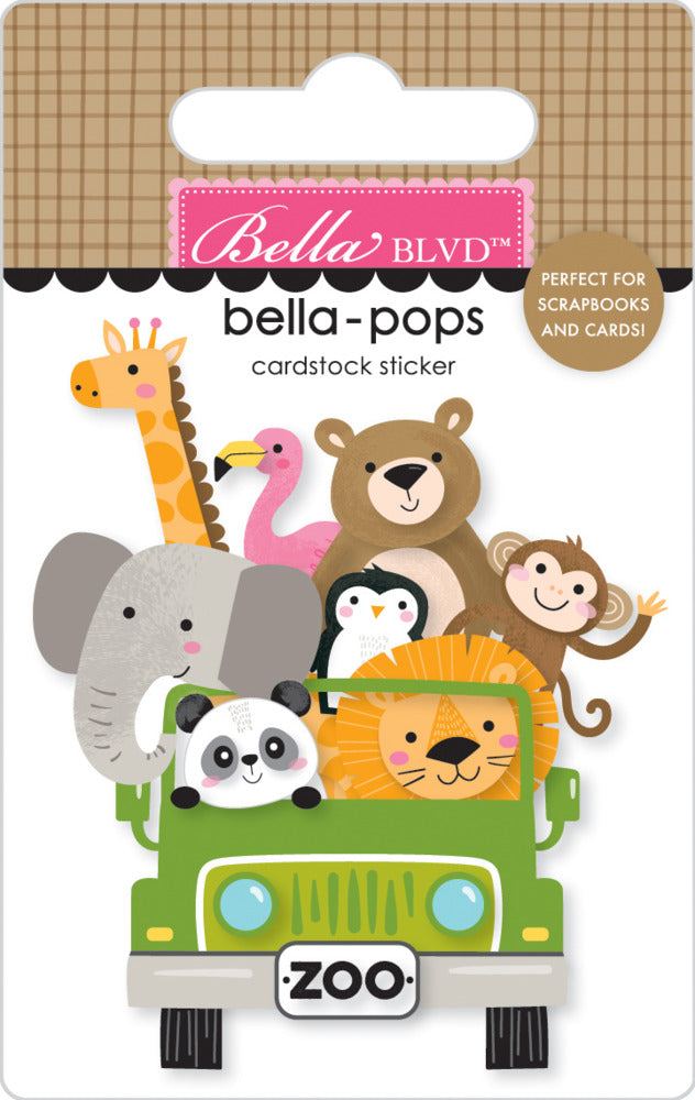 Bella Blvd, Bella-pops 3D Cardstock Sticker, Zoo Crew