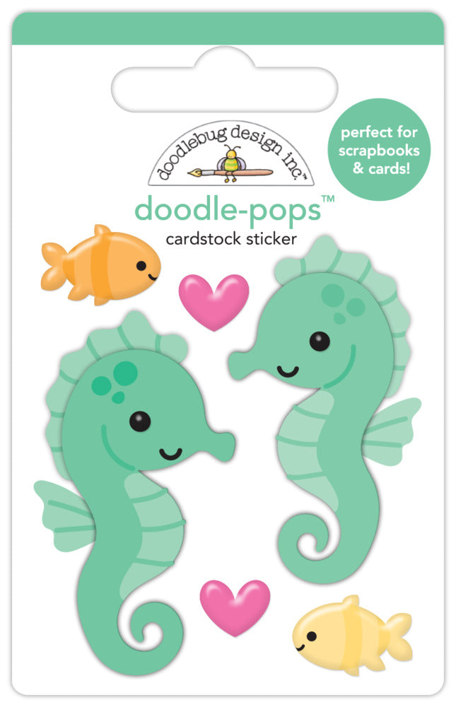 Doodlebug, Doodle-Pops 3D Cardstock Sticker, Sam & Sally Seahorse