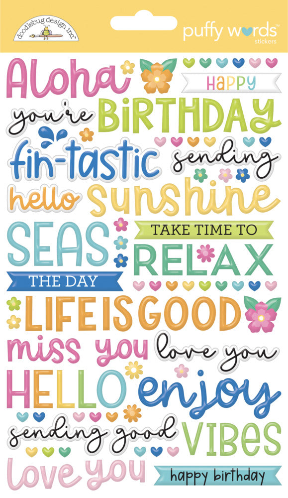 Doodlebug, Puffy Words Stickers, Summer Fun