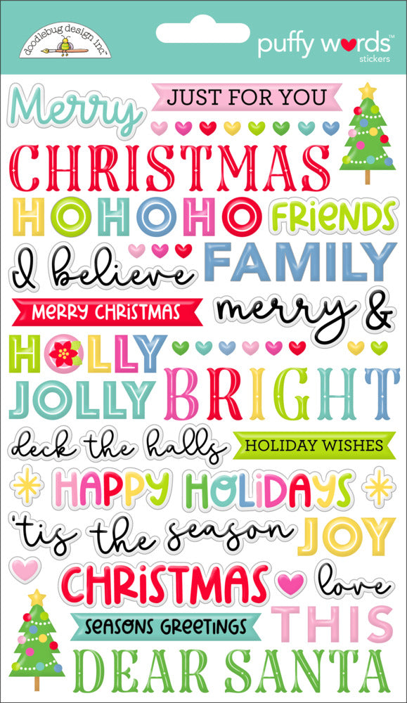 Doodlebug Design, Puffy Words Stickers, Oh What Fun