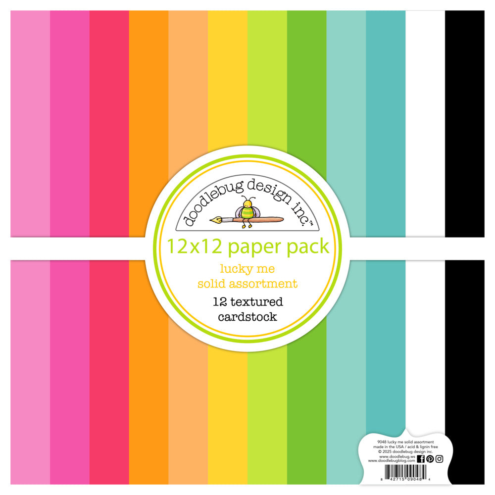 Doodlebug, 12x12 Textured Cardstock Paper Pack, Lucky Me