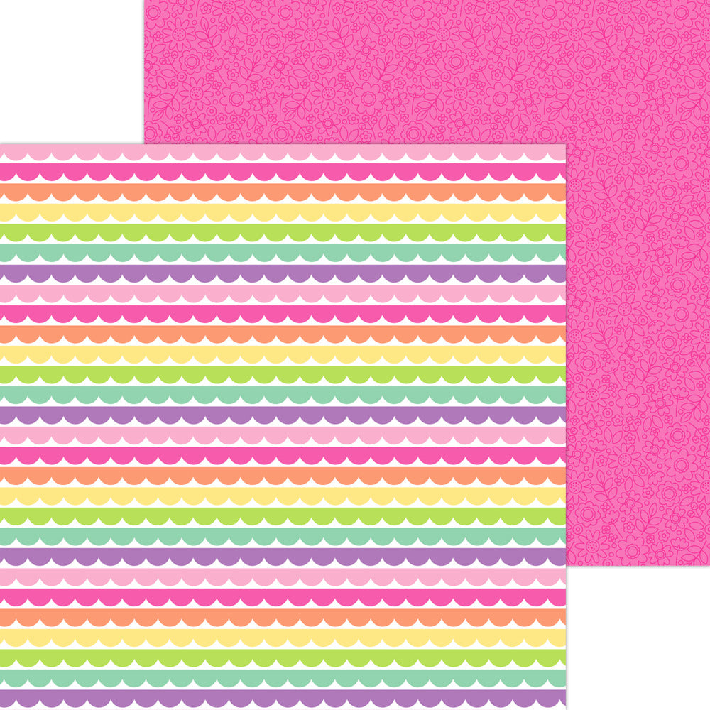 Doodlebug, 12X12 Patterned Paper, Color Me Crafty - Rows Of Ribbons