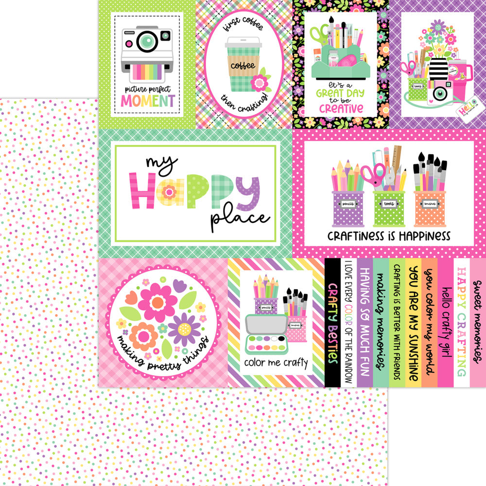 Doodlebug, 12X12 Patterned Paper, Color Me Crafty - Happy Dots