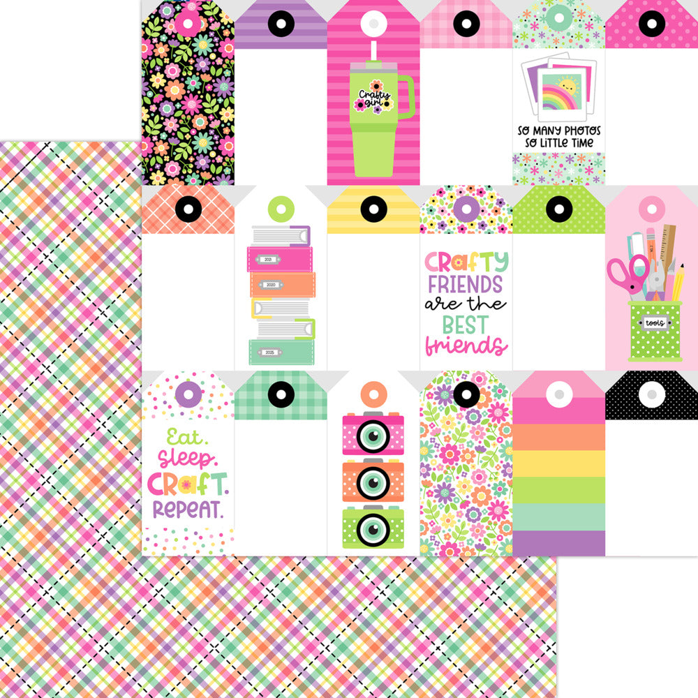 Doodlebug, 12X12 Patterned Paper, Color Me Crafty - Perfectly Plaid