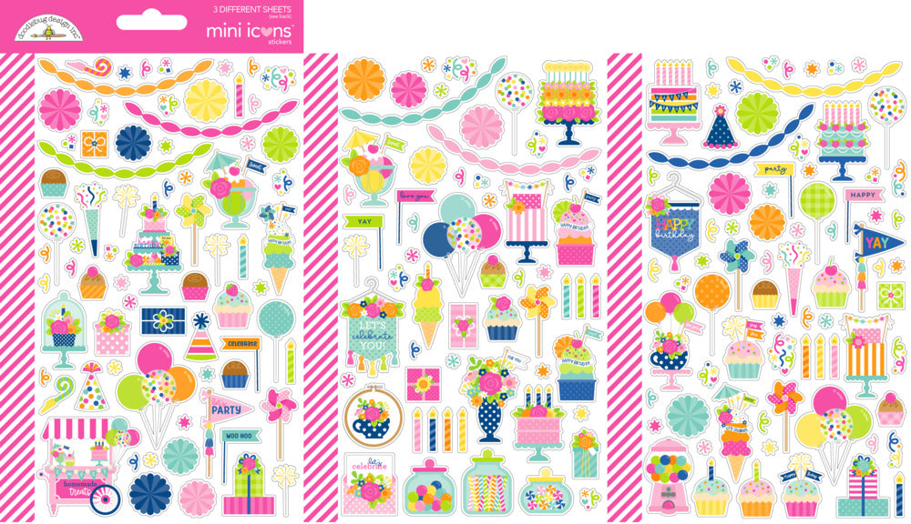 Doodlebug, Mini Icons Stickers, Cupcakes & Candles
