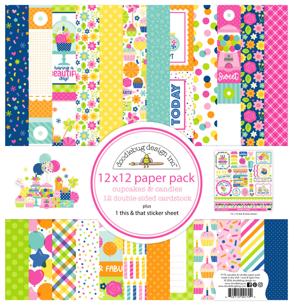 Doodlebug, 12X12 Paper Pack, Cupcakes & Candles
