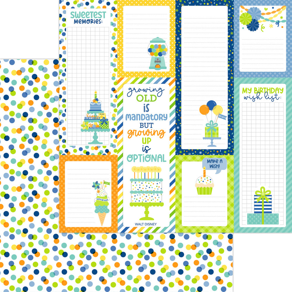 Doodlebug, 12X12 Patterned Paper, Balloons & Banners - Birthday Bash