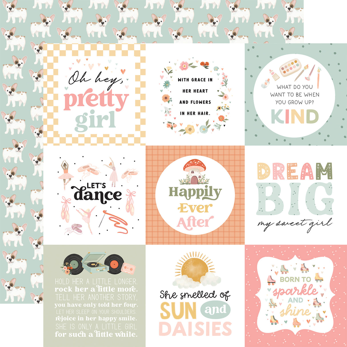 Echo Park, 12X12 Patterned Paper, That's My Girl - 4x4 Journaling Cards