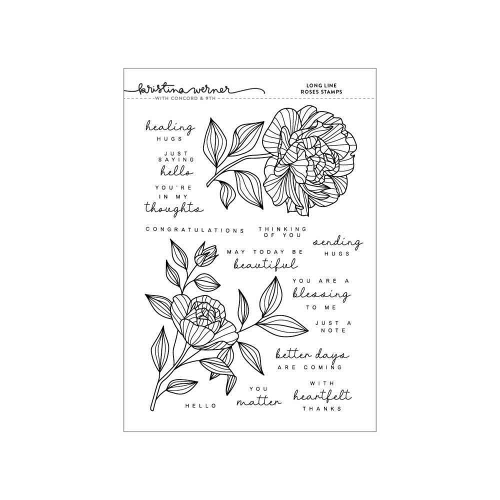 Concord & 9th, Kristina Werner, Long Line Roses, Clear Stamp & Die