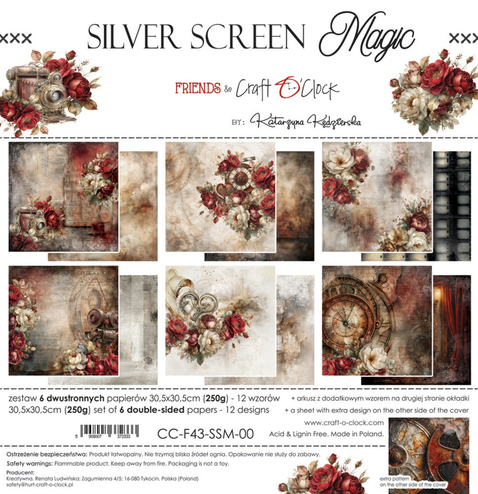 Craft O'Clock, 12X12 Paper Pad, Silver Screen Magic