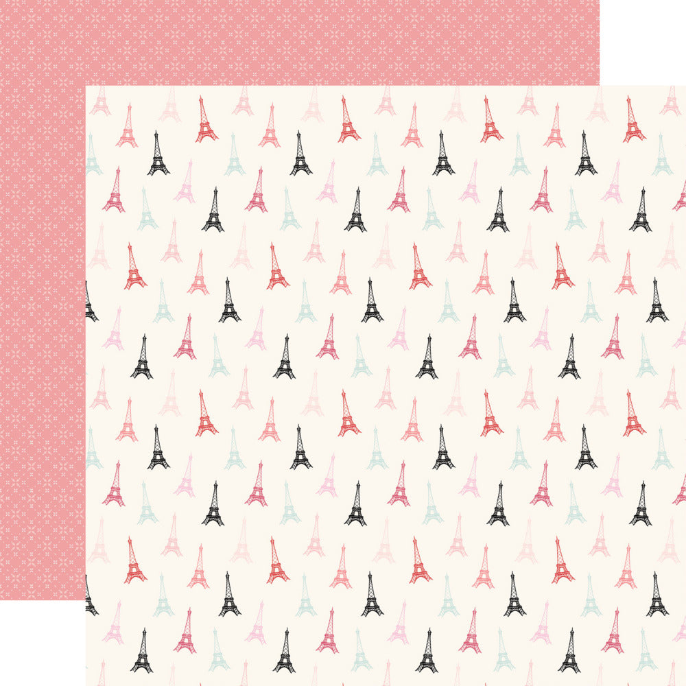 Echo Park, Carta Bella, 12X12 Patterned Paper, French Girl - Eiffel Tower