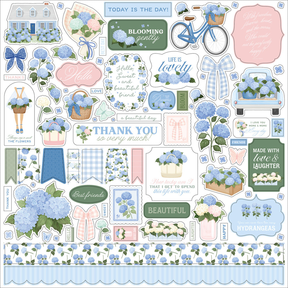 Echo Park, Carta Bella, 12X12 Element Sticker Sheet, Flower Shoppe