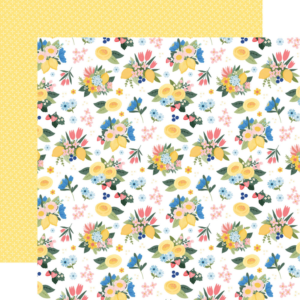 Echo Park, Carta Bella, 12X12 Patterned Paper, Lemonade - Sunshine Floral