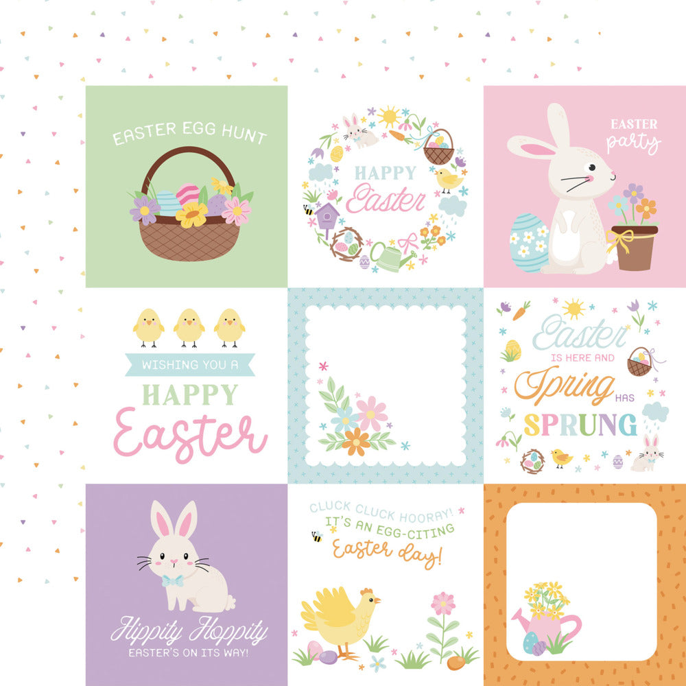 Echo Park, 12X12 Patterned Paper, Easter Basket - 4x4 Journaling Cards
