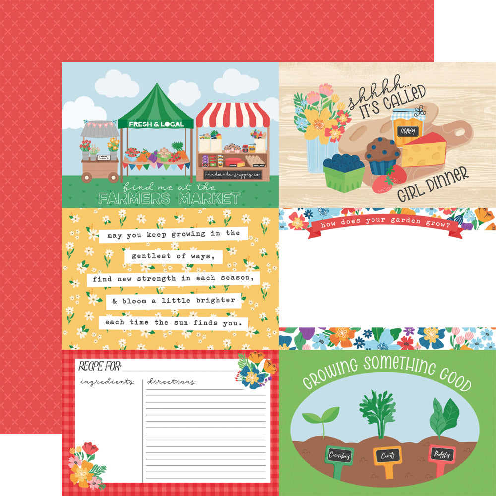 Echo Park, 12X12 Patterned Paper, Freshly Picked - 6x4 Journaling Cards