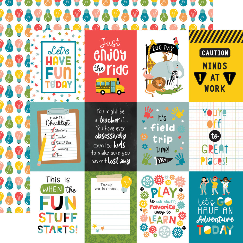 Echo Park, 12X12 Patterned Paper, Field Trip - 3x4 Journaling Cards