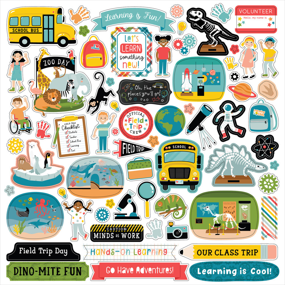 Echo Park, 12X12 Element Sticker Sheet, Field Trip