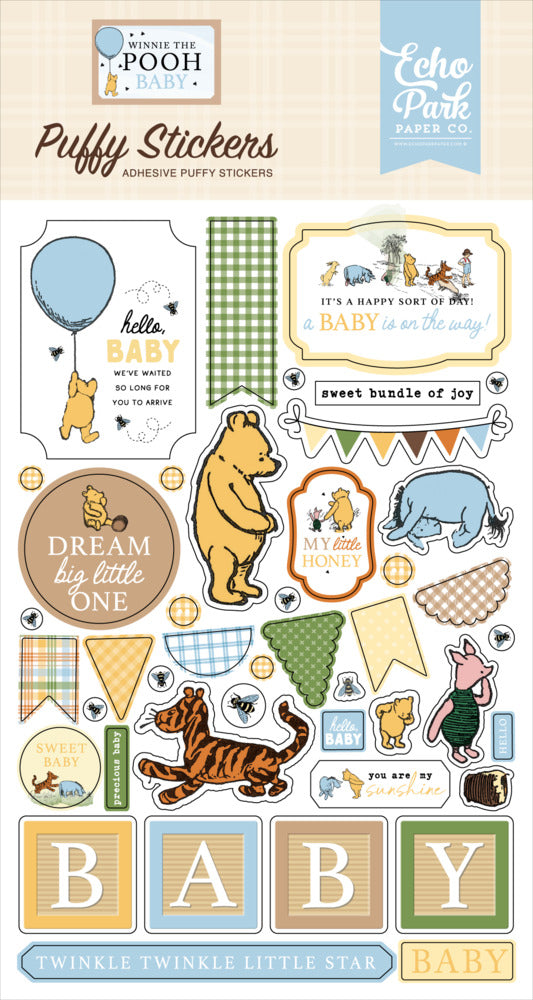 Echo Park Paper, Winnie the Pooh Baby, Puffy Stickers