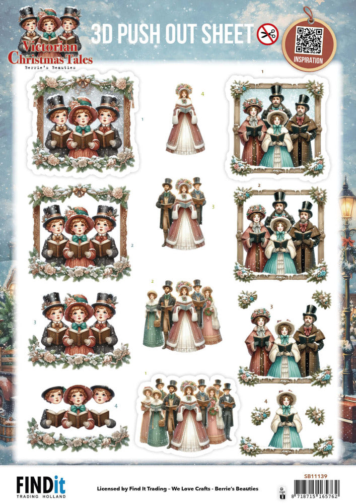 Berries Beauties 3D Push Out Sheet, Victorian Christmas Tales - A Christmas Serenade SB11139