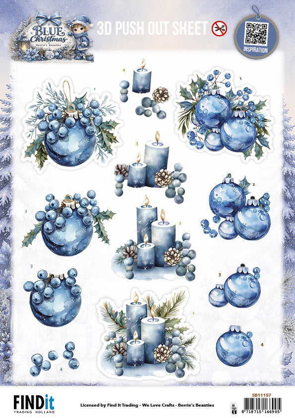 Berries Beauties 3D Push Out Sheet, Blue Christmas - Christmas Feelings SB11157