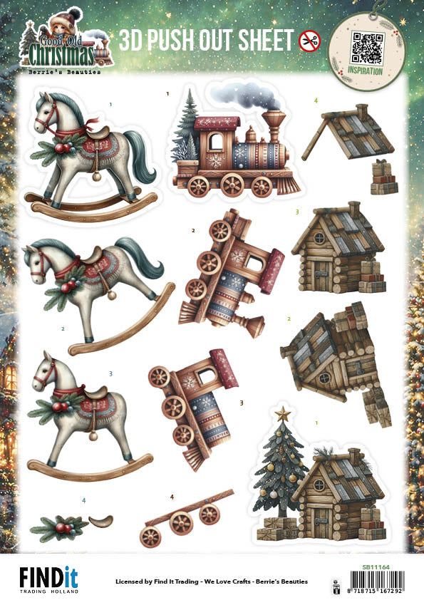 Berries Beauties 3D Push Out Sheet, Good Old Christmas - Christmas Toys SB11164