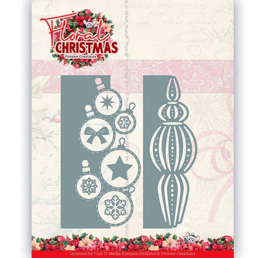 Yvonne Creations, Die, Floral Christmas - Bauble Borders