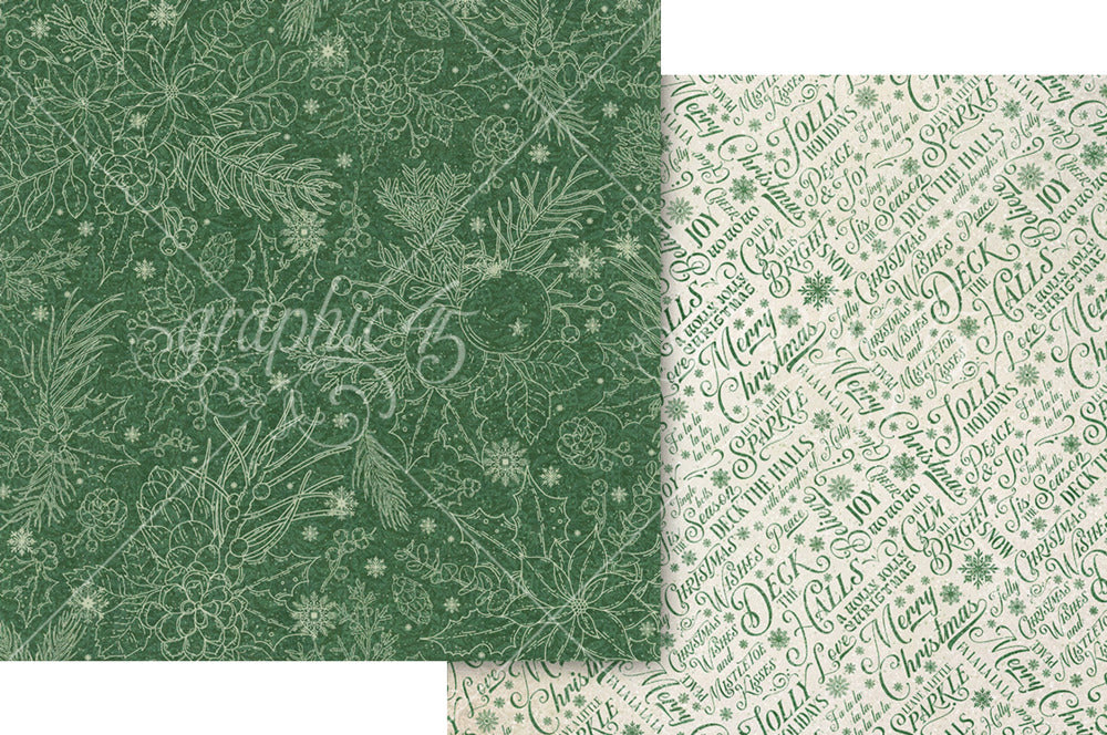 Graphic 45, 12X12 Patterned Paper, Deck the Halls - Boughs of Holly