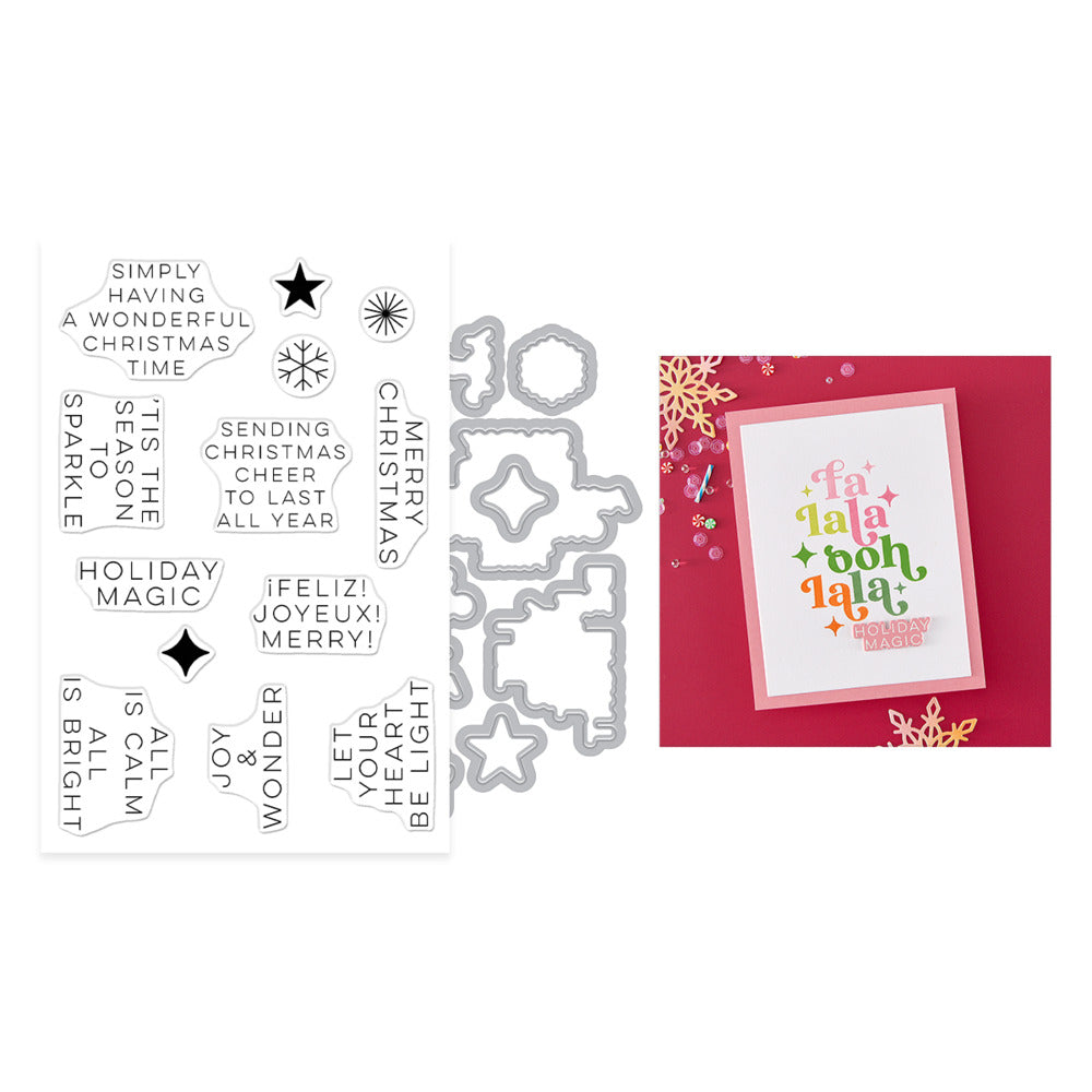 Spellbinders; Stamp & Cut, Very Merry - Modern Holiday Greetings
