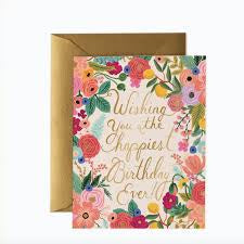 Rifle Paper Co. Blank Cards & Matching Envelope Wishing You the Happiest Birthday Ever!