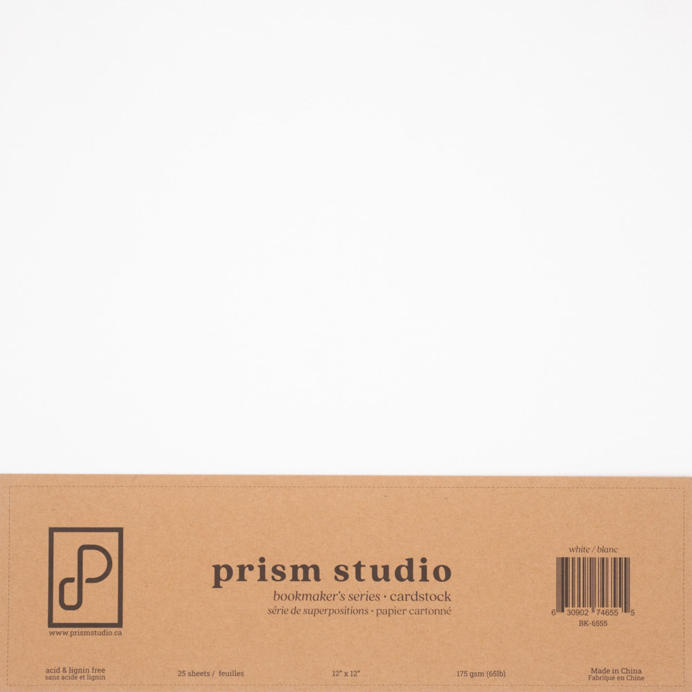 Prism Studio Bookmaker's Series 12x12 Cardstock Pack, 25 sheets, Solar White 65 lb