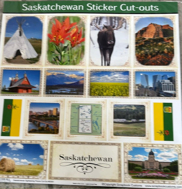 Scrapbook Customs, Canada, Saskatchewan Sightseeing Sticker Cut Outs