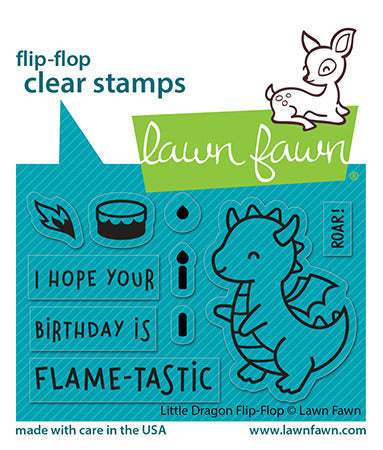 Lawn Fawn, Little Dragon Flip Flop Stamp & Die Set