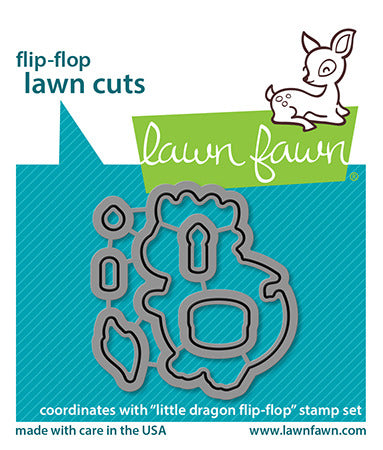 Lawn Fawn, Little Dragon Flip Flop Stamp & Die Set