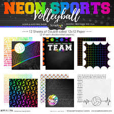 Scrapbook Customs, Neon Volleyball Paper Pack