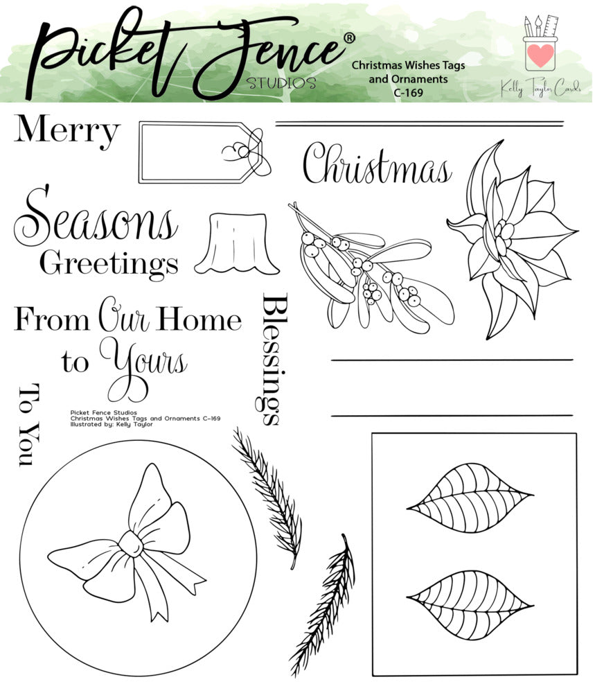 Picket Fence, Christmas Wishes Stamp & Die Set