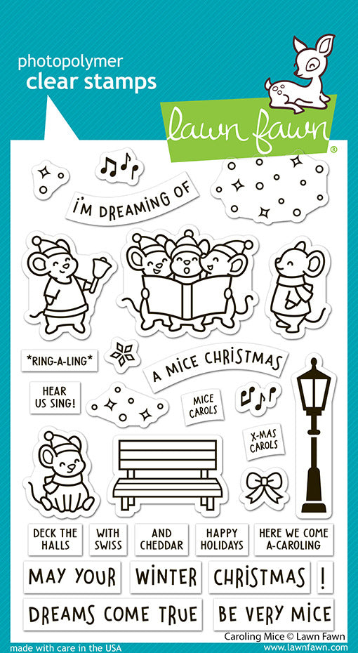 Lawn Fawn, Caroling Mice Stamp & Die